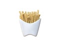 Abstract french fries in white box cartoon style white background 3d rendering