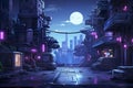 2D abstract futuristic city background environment for mobile adventure or battle game.