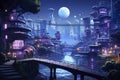 2D abstract futuristic city background environment for mobile adventure or battle game.