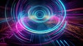 3d abstract futuristic neon background with spinning glowing lines, speed of light, ultra violet rays Royalty Free Stock Photo