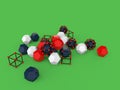 3d abstract geometric objects on green background