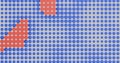 3D abstract geometric pattern with blue and red shapes on a gray background, resembling algorithmic design elements for modern and