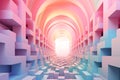 3D Abstract Geometric Shapes, Vibrant Pastel Colors for Modern Design