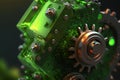 3D Abstract green mechanism, Generative AI