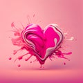 3D Abstract Heart, acrylic mix color, pastel pink background, Valentine, realistic, Generative Ai