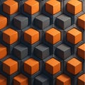 3D Abstract Hexagonal Cube Pattern in Orange and Dark Gray Background Royalty Free Stock Photo
