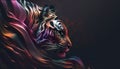 3D Abstract Tiger Wild Animal on Dark Background, Generative AI, Illustration