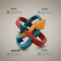 A 3D abstract infographic design features interlocking loops and Royalty Free Stock Photo