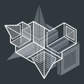 3d abstract isometric construction, vector polygonal shape. Royalty Free Stock Photo
