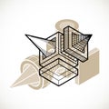 3d abstract isometric construction, vector polygonal shape. Royalty Free Stock Photo