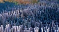 3D abstract landscape of cubes with depth of field
