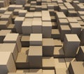 3D abstract landscape of extruding cubes with shallow depth of field