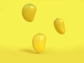Abstract mango floating minimal yellow background 3d render