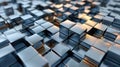 3D abstract metallic cubes stacked in a grid pattern Royalty Free Stock Photo