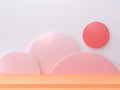 3d abstract minimal background pink white wall circle 3d render