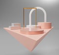 3d abstract minimal geometric forms. Glossy luxury podium for your design. Pastel color scene for show product. Fashion show stage