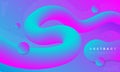 3D abstract modern liquid background. Dynamic wave curve tube shape with light blue, magenta, purple colors gradient, with circles