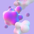 3D abstract nanoparticles on purple background.