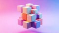 3D abstract pastel cubes floating, stacked, gradient background, detailed composition Royalty Free Stock Photo