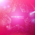 3D abstract pink mesh star background with circles, lens flares and glowing reflections. Royalty Free Stock Photo