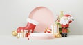 3d Abstract podium stage platform with minimal Christmas and New year event background. Merry Christmas scene for product display Royalty Free Stock Photo