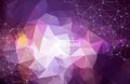 3D Abstract Polygonal Space Purple Background with Bright Low Poly Connecting Dots and Lines - Connection Structure