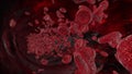 3d abstract red blood cells illustration.