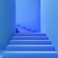 3D abstract rendering with blue color stair. Geometric 3D steps background