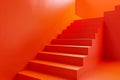 3D abstract rendering with red orange color stair. Geometric 3D steps background