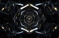 A 3D abstract rendering showcasing a futuristic surface composed of hexagons.
