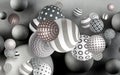 3d abstract rendering wallpaper . gray balls in dark background. for modern home decorative