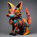 3d Abstract Sculpture: Fox Inspired By Basquiat, Picasso, Miro, And More