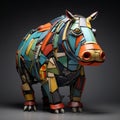 3d Abstract Sculpture: Hippopotamus Inspired By Basquiat, Picasso, Miro, And More