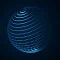 3d abstract sphere. Sphere particles on dark background. Science and technology. 3d rendering
