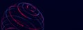 3d abstract sphere. Sphere particles on dark background. Science and technology. 3d
