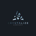 3d abstract triangular blue diamond logo template