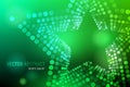 3D abstract UFO Green mesh star background with circles, lens flares and glowing reflections. Vector illustration. Royalty Free Stock Photo