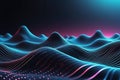 3D Abstract Waves, Big data visualization, Pulsating And Floating Waves, Technology Background, Cyber Background Royalty Free Stock Photo