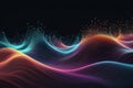 3D Abstract Waves, Big data visualization, Pulsating And Floating Waves, Technology Background, Cyber Background Royalty Free Stock Photo