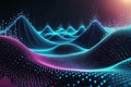 3D Abstract Waves, Big data visualization, Pulsating And Floating Waves, Technology Background, Cyber Background Royalty Free Stock Photo