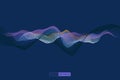 3D abstract waves oscillating with the glow of light. Abstract technology background.
