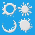 3d abstract white liquid milk splash isolated