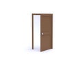 Abstract wood door open minimal white background 3d rendering