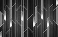 3d abstract wooden wallpaper. pattern silver lines and marble and wooden shapes on noisy black wood background Royalty Free Stock Photo