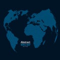3d abstract world map planet, dots, global halftone map concept on dark Royalty Free Stock Photo