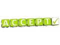 3D Accept Button Click Here Block Text