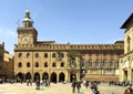 The D\'Accursio Palace on the western end of the Main Square of Bologna, Italy. Royalty Free Stock Photo