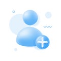 3D Add user icon. Create group symbol. New profile account. People icon and plus. Avatar, human, person, people icon. Trendy and