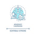 2D advocacy campaigns blue icon concept