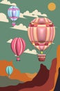 3d aerostats in the sky, a set of balloons for flight, 3d elements for the design of travel apps and websites Royalty Free Stock Photo